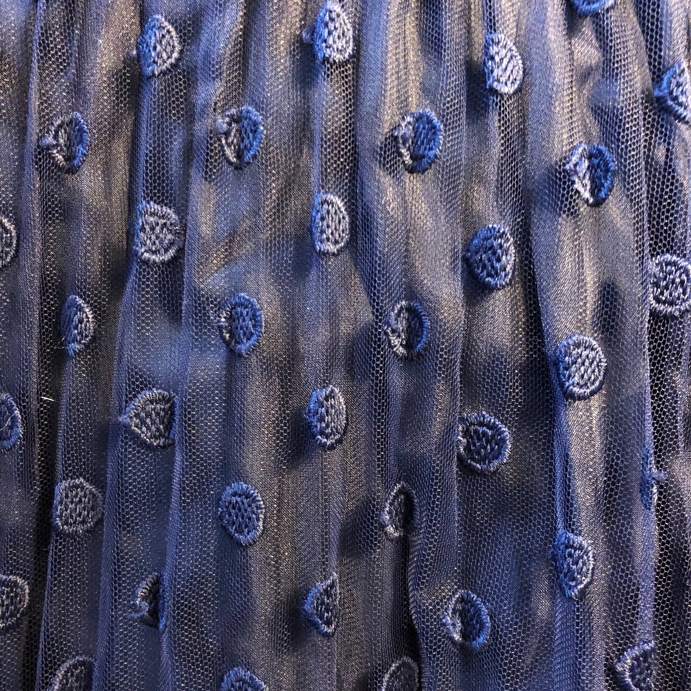 Kate Spade Navy Embroidered Tulle Pltd Midi Skirt - Picture 7 of 9